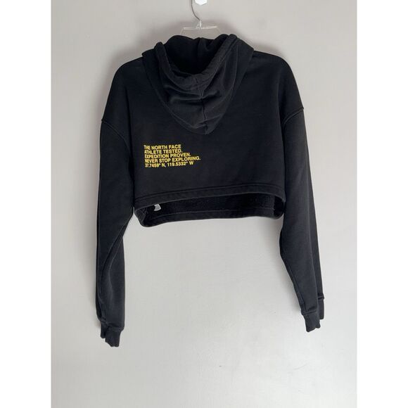 The North Face Womens Cropped Hoodie Black Yellow Cozy Preppy Outdoor Medium - Picture 4 of 13